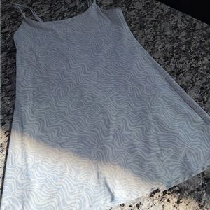 Light Blue Wave-Print Slip Dress